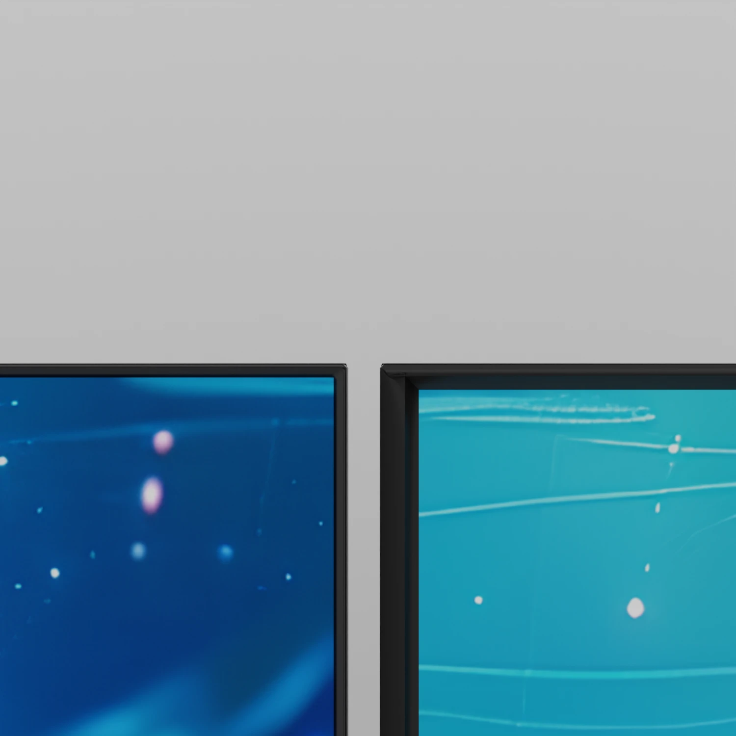 100 inch TV frameless design vs plastic-frame design. The frameless design only leaves with a 3mm gap between the actual frame and the LCD display zone.