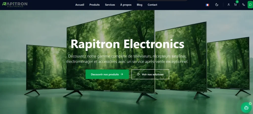 Overview of website of TV brands rapitron in 2026
