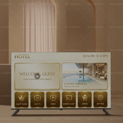A TV with built-in hotel UI. The TV is for OEM hotel solution as a commercial project.