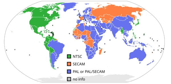 Global analog television standards by region
