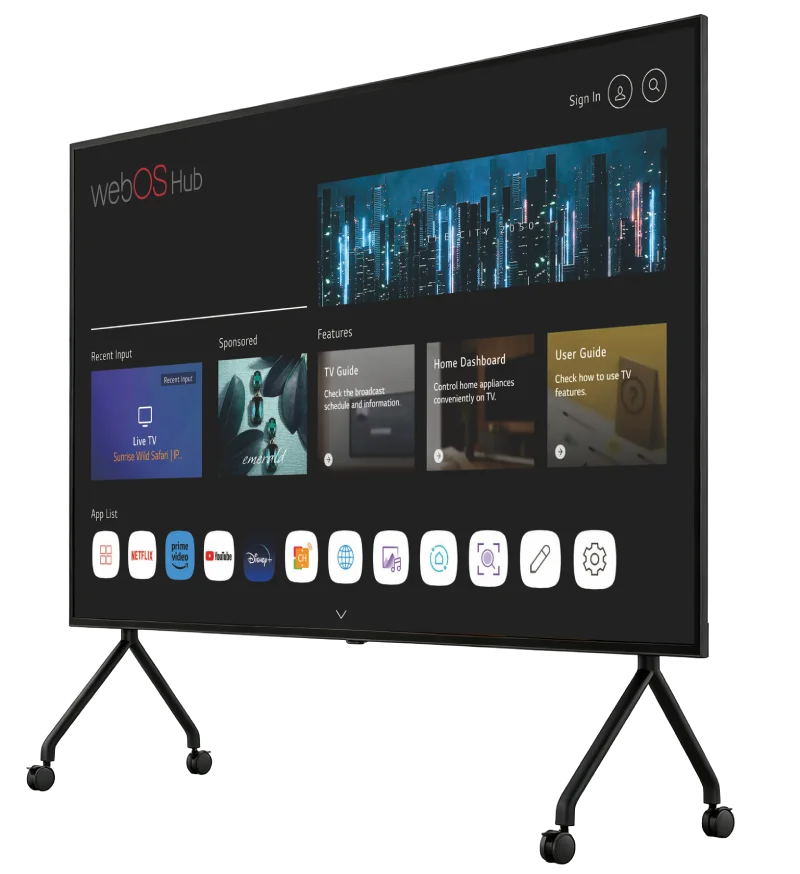 unbreakable tv with explosion proof tempered glass ahead of the LCD panel.