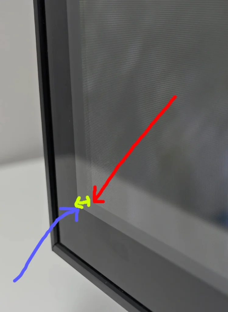 Tempered glass TV showing the LCD panel and tempered glass thickness